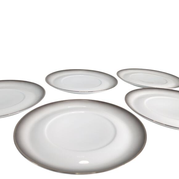 Set of 5 Vintage Rosenthal Germany Evensong 6.5" Saucer Plates c1961-81 Platinum - Picture 2 of 7